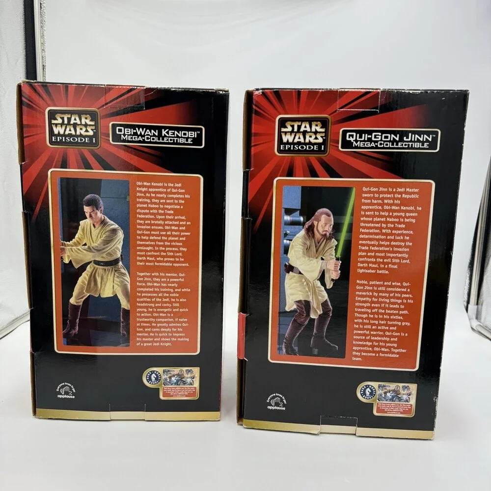 Star Wars Episode 1 Obi-Wan Kenobi /Qui-gon Jinn Mega Action Figurines 14”
